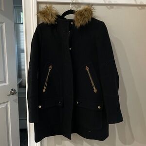 J. Crew Chateau Parka in Black Stadium Cloth Wool Size 4